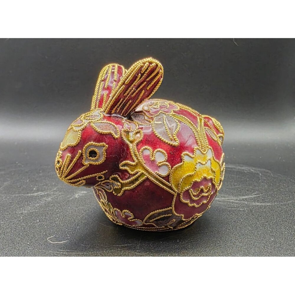 Vintage NYCO Cloisonne Enamel Art Bunny Rabbit Collectible Easter Figurine Decor